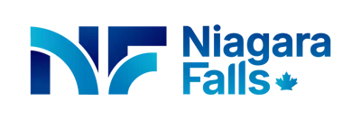 City of Niagara Falls brand logo "NF Niagara Falls", blue tones on white background